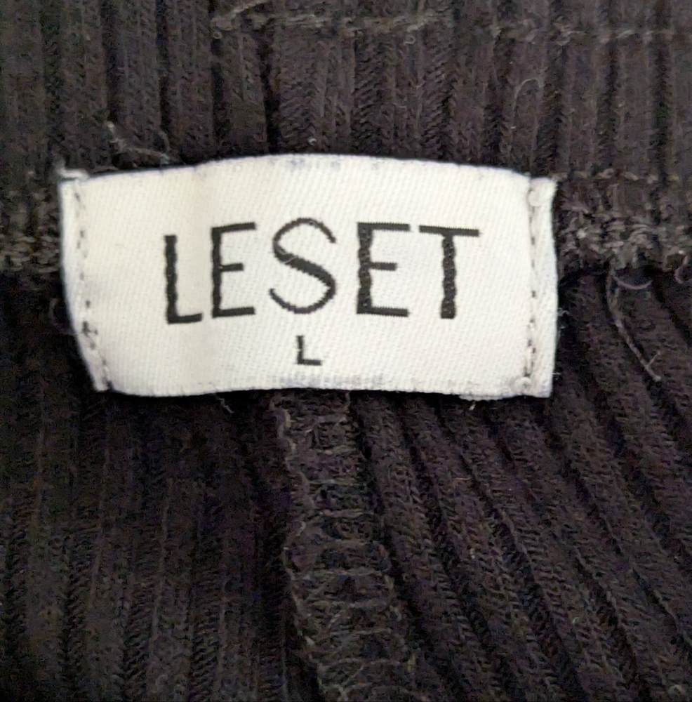 LESET Ali Drawstring Wide Leg Ribbed Pant - Large - Picture 3 of 7